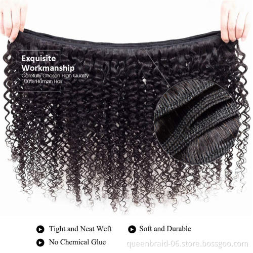 Curly Hair Weave Bundles Brazilian Virgin Kinky Curly Human Hair Weave 100% Unprocessed Hair Weft Extensions Natural Black Color